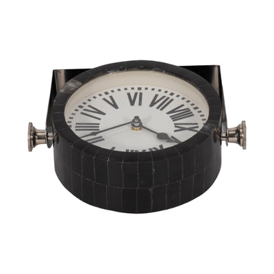 METAL TABLE CLOCK 7''  NICKEL BLACK