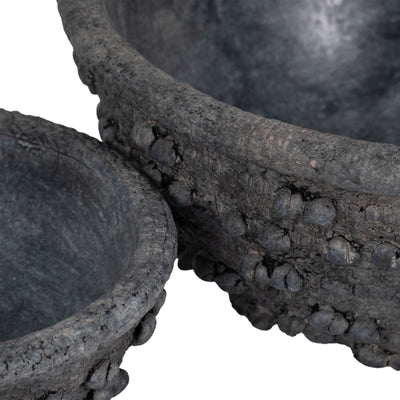 S/2 8/12" Textured Knobby Knot Bowls, Black