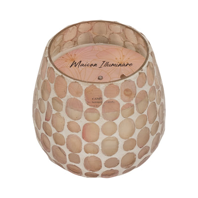 Glass, 4" 11 Oz Mosaic Scented Candle, Soft Pink