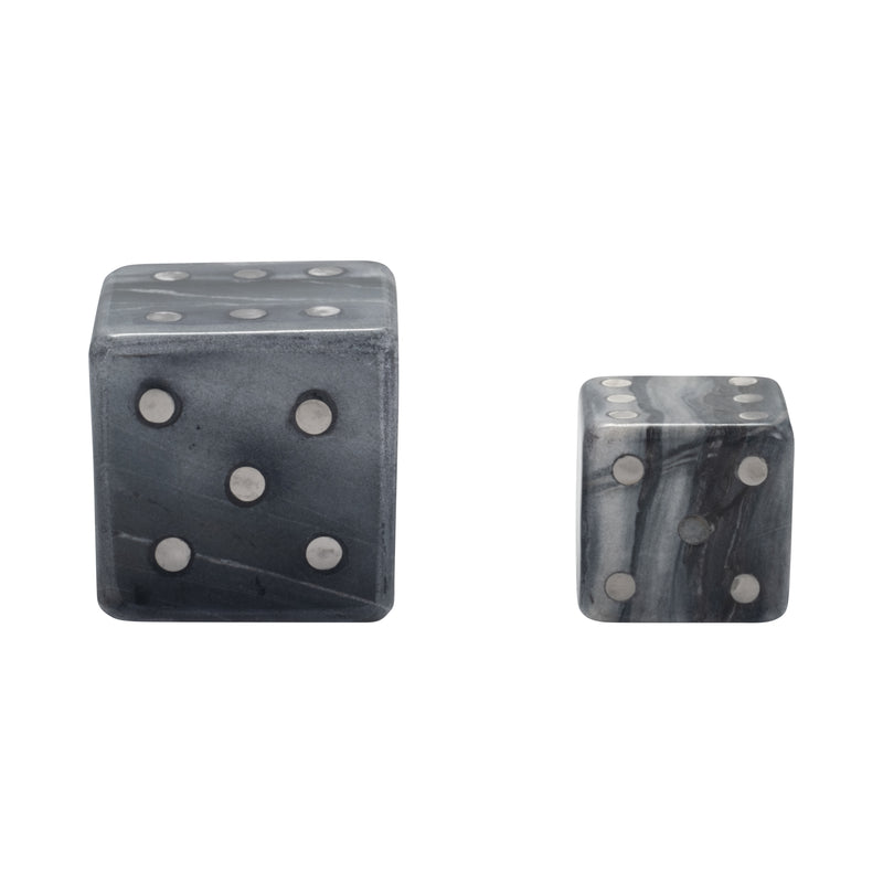 S/2 3/4" Mistry Grey Marble Dice