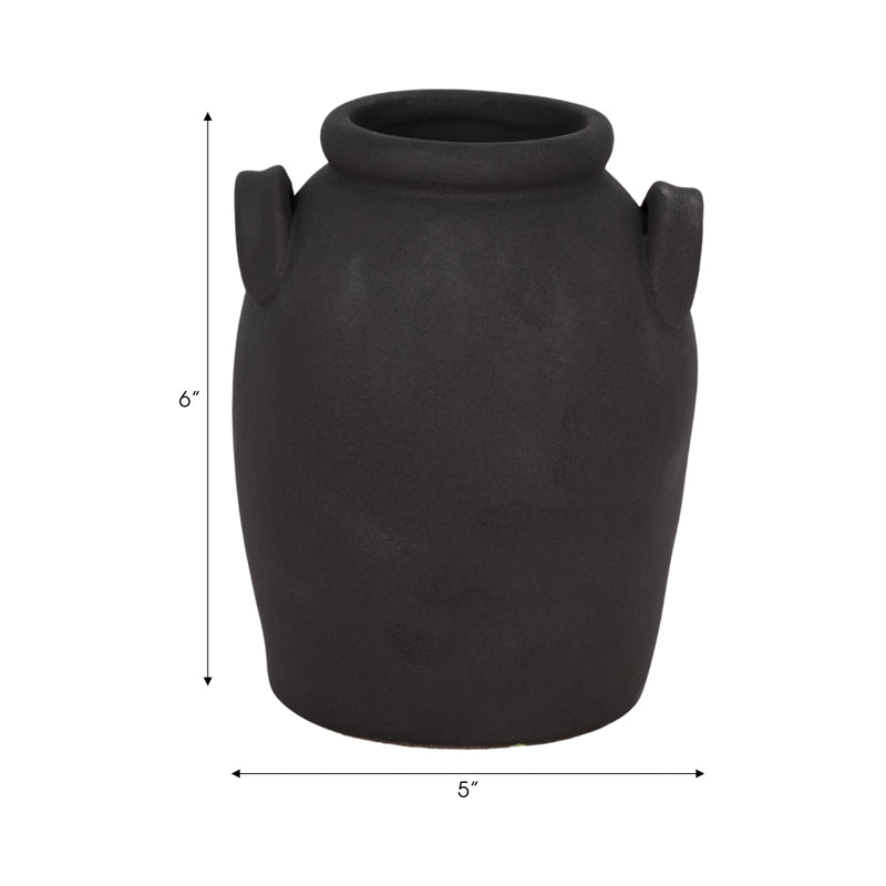 6" Rough Finish Jug With Handles, Black