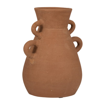 TERRACOTTA, 12" VASE WITH 4 HANDLES, NATURAL