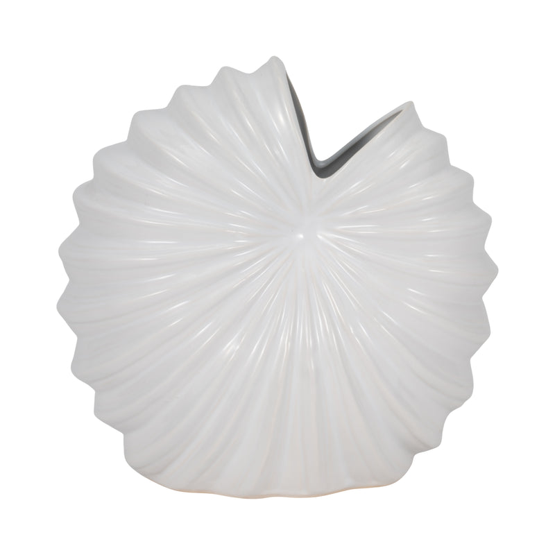 CER, 10" SHELL VASE, WHITE