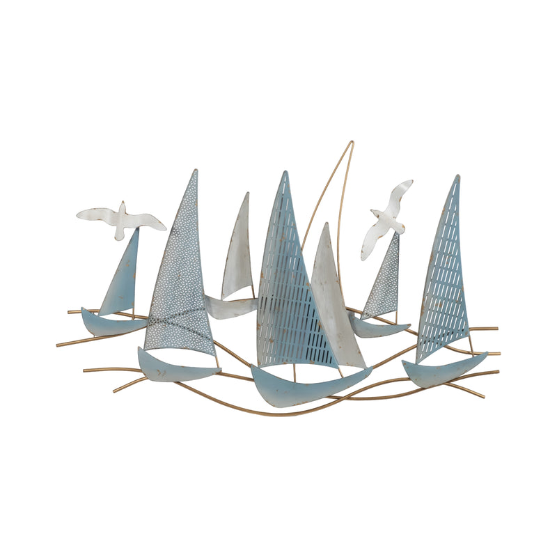 36" Sailboat Scene Metal Wall Decor, Multi Wb