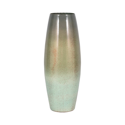 24" Curved Glass Vase Green Mercury Ombre, Multi