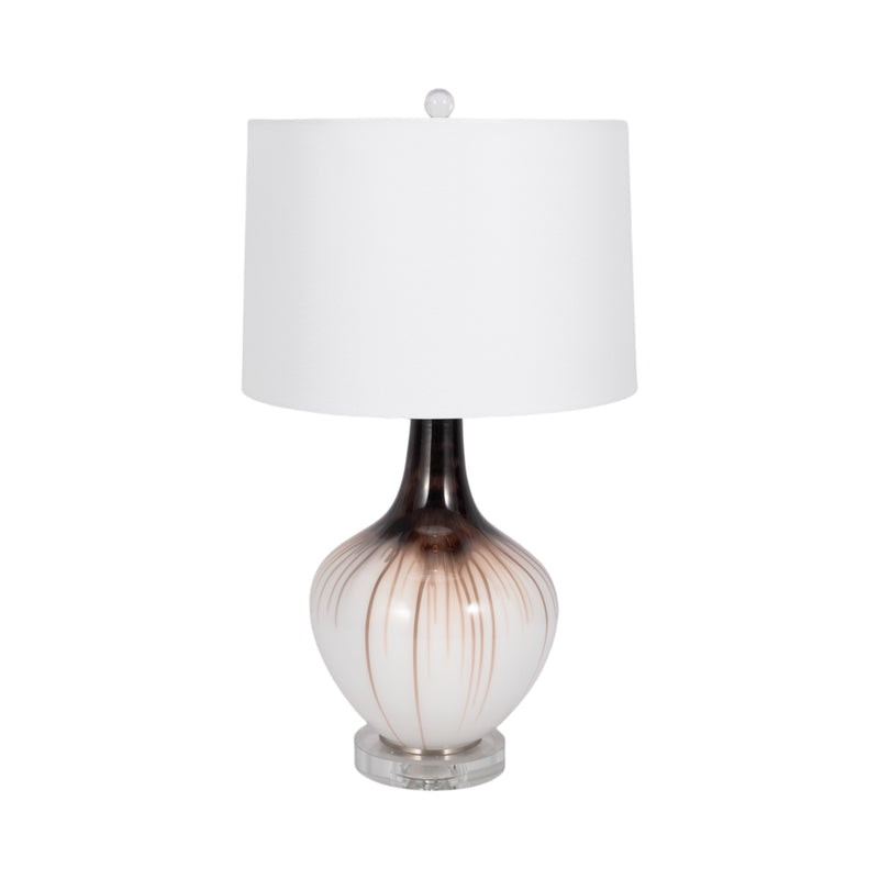 Glass 26" 2-tone Bottle Table Lamp, White