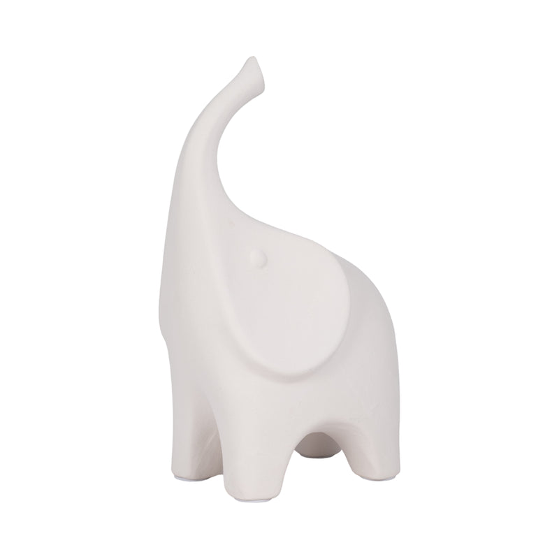 12" Big Ear Elephant With Rough Texture, White