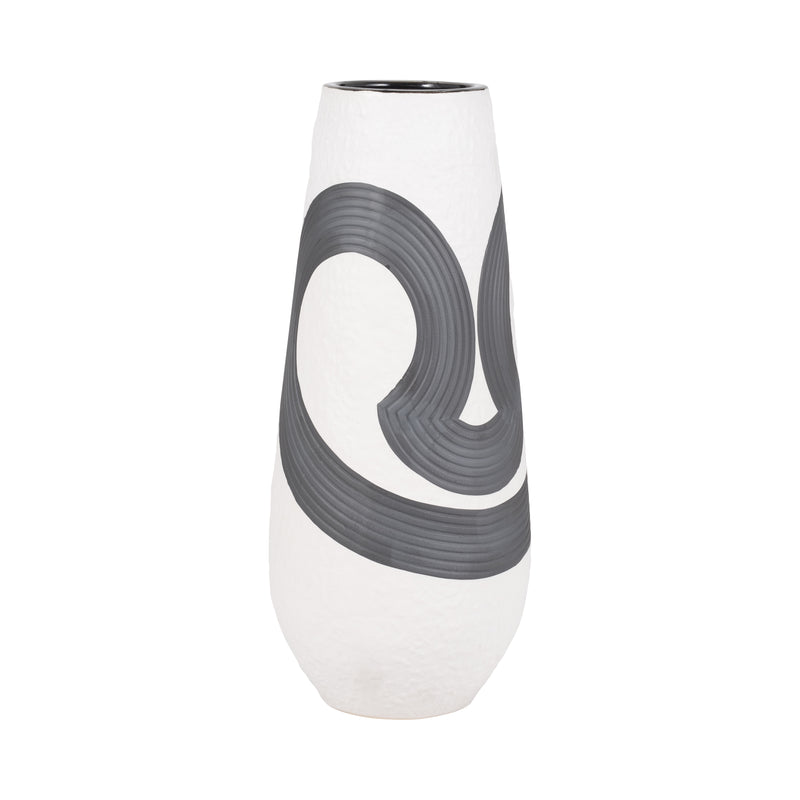 17" Noir Vase, Black/white