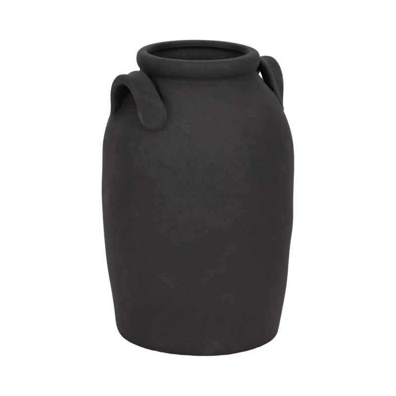 8" Rough Finish Jug With Handles, Black