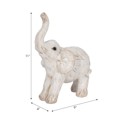 11" ELEPHANT FIGURINE , WHITE