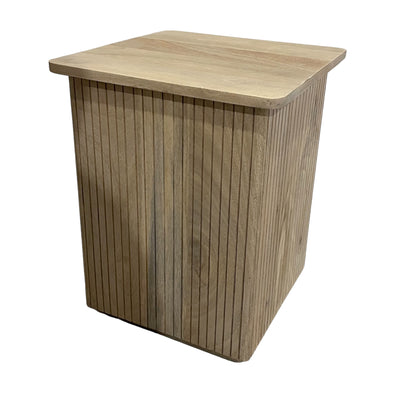 20" Square Ribbed Accent Table, Natural