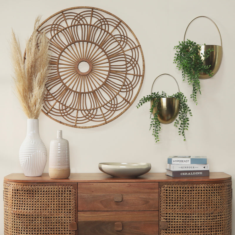 WICKER, 36", ROUND WALL ACCENT, BROWN