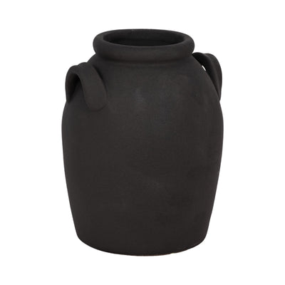 6" Rough Finish Jug With Handles, Black