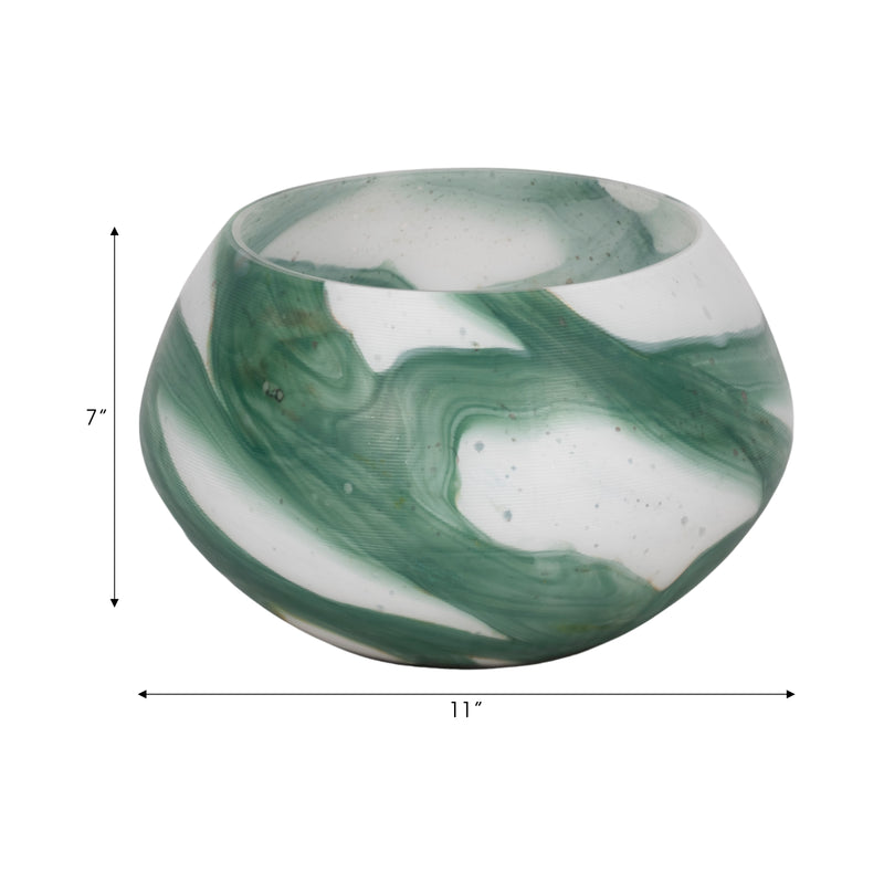 11" Ebb & Flow Bowl, Green/clear