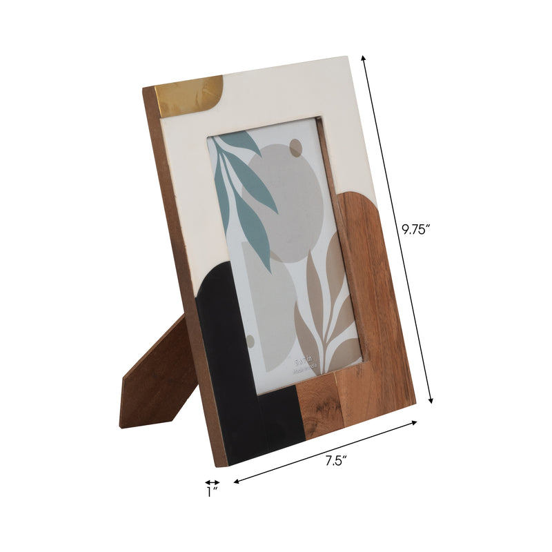 RESIN, 5X7 MID-CENTURY PHOTO FRAME, MULTI