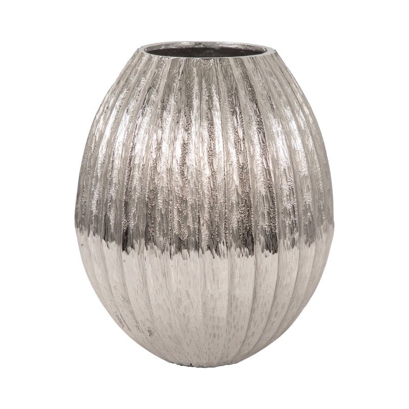 11" Gila Large Metal Cast Vase, Silver