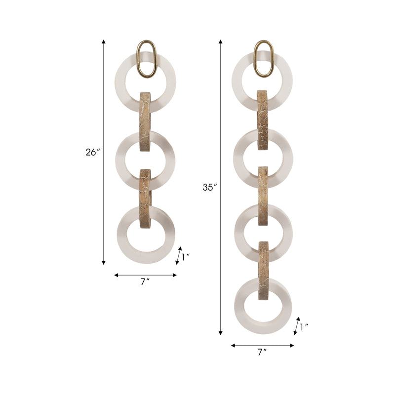 S/2 26/35" Kano Wood And Resin Wall Link Chains