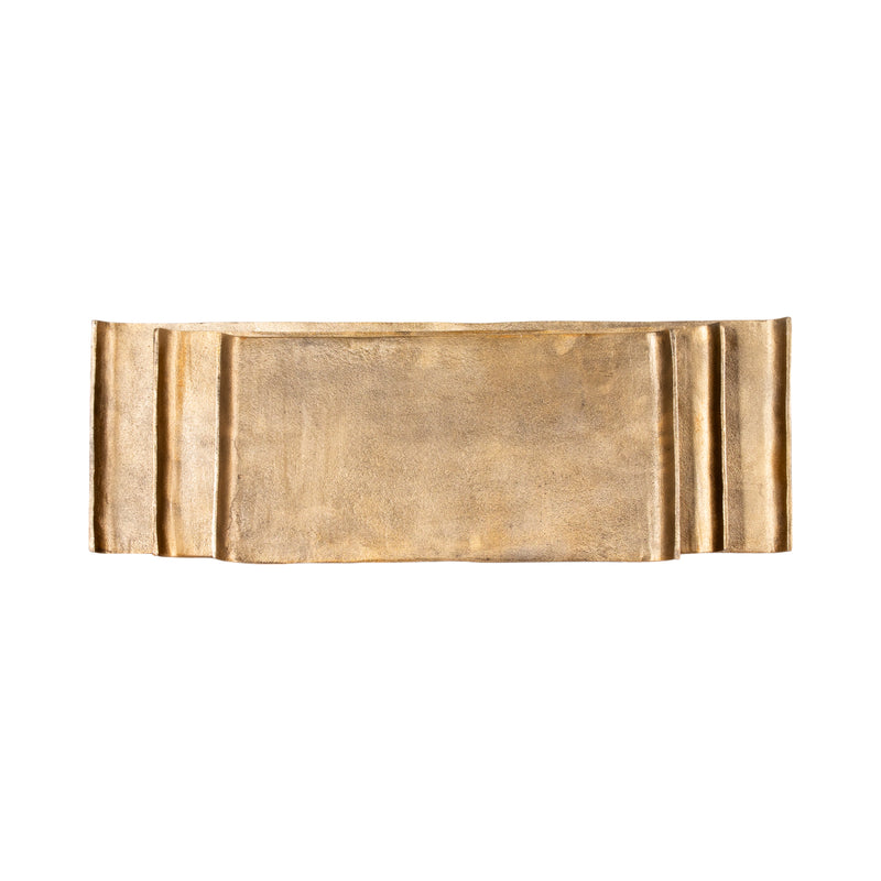 S/3 20/24/30" Rectangular Curled Trays, Antiqued G