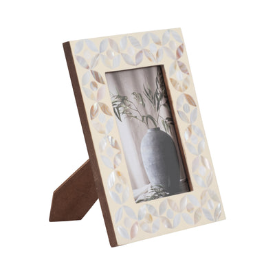 4x6 Mother Of Pearl Photo Frame, Ivory