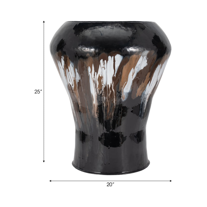 IRON,25"H,OVAL STAIN VASE,BLACK