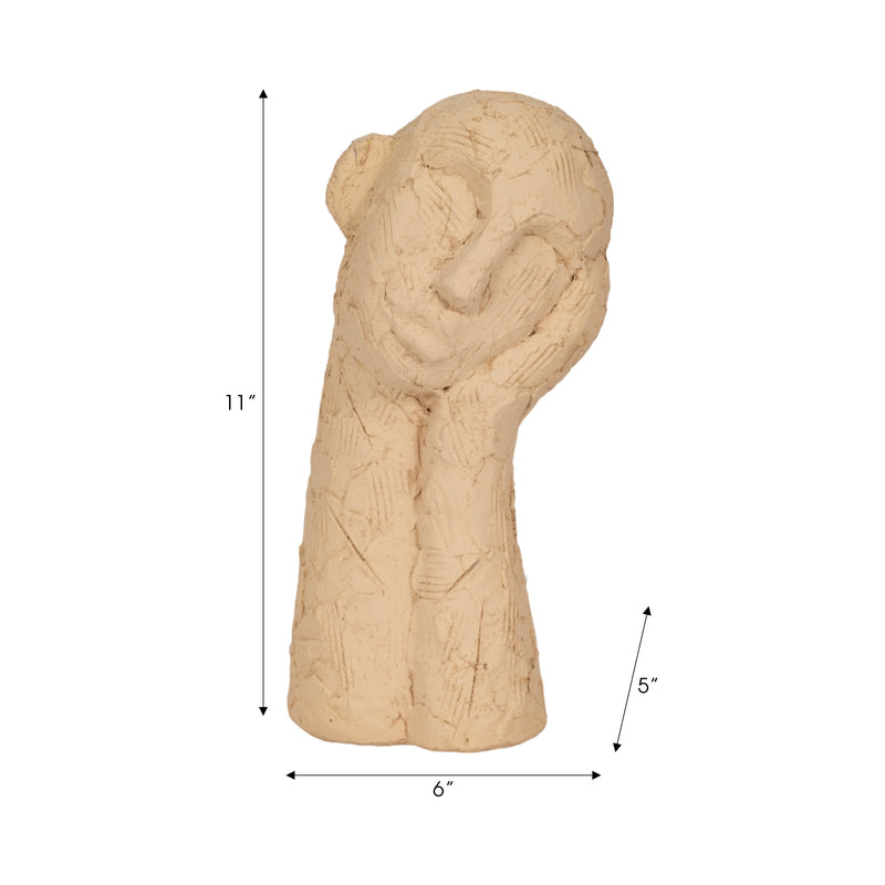 11" Resting Head On Hand Figure, Tan