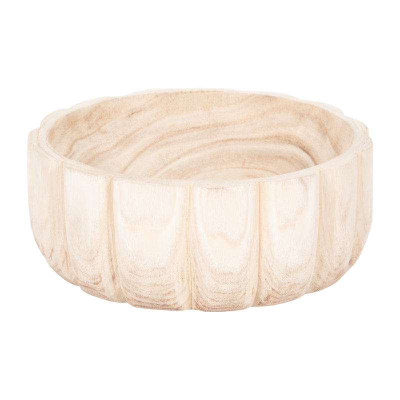 WOOD, 9" SCALLOPED BOWL, NATURAL