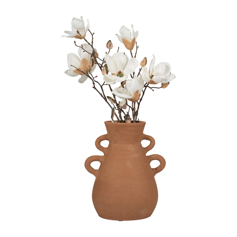 TERRACOTTA, 12" VASE WITH 4 HANDLES, NATURAL