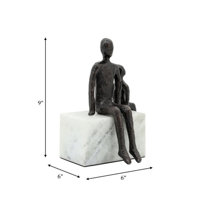 METAL, 10", DAD & SON SITTING SCULPTURE