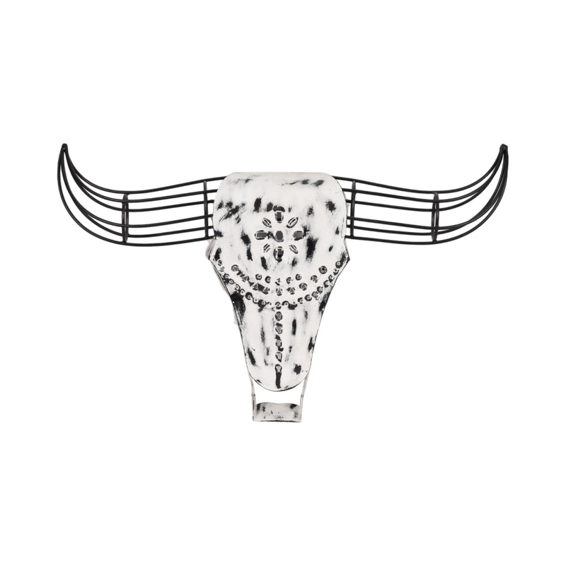 METAL, 12"H BUFFALO WALL ACCENT, BLACK/WHITE