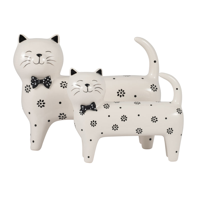 Cer, 7" Daisies Cat, White