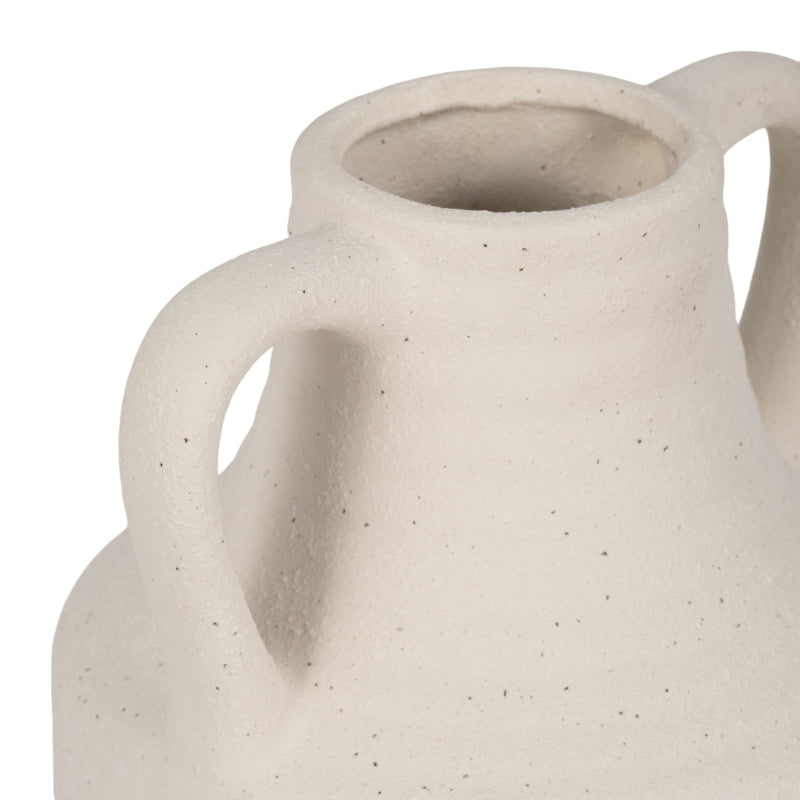 9" Jug Vase W/ Handle Rough Texture, Ivory