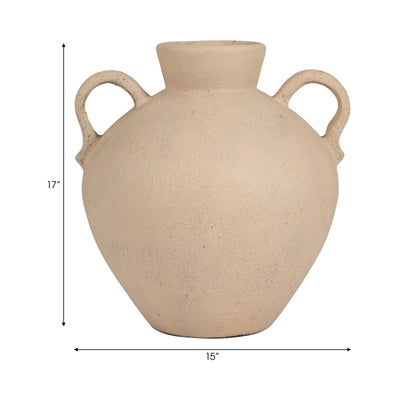 TERRACOTTA, 17" ORGANIC JUG WITH 2 HANDLES, IVORY