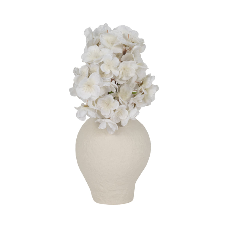 8" Curved Rough Vase, Cream White