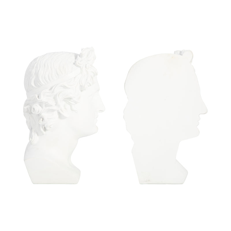 S/2 Resin, 9" Greek Goddess Bookends, White