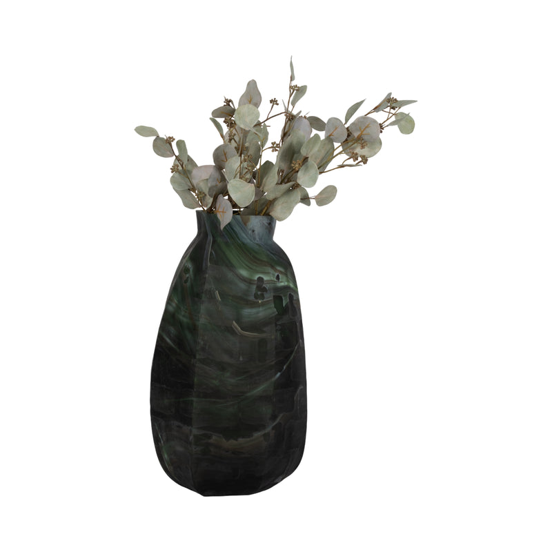 20" Savu Large Green Glass Vase