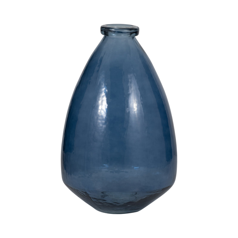 GLASS, 15" BALLOON VASE, BLUE