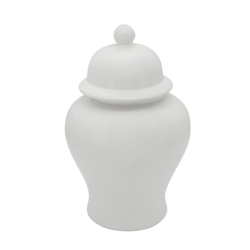 18"H TEMPLE JAR, MATTE WHITE