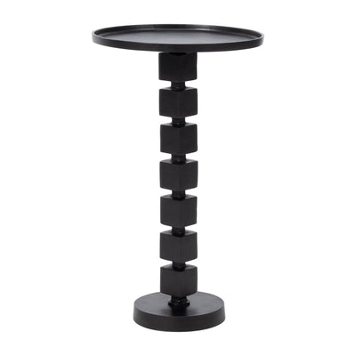 26" ALUMINUM STACKED CUBE ACCENT TABLE, BLACK