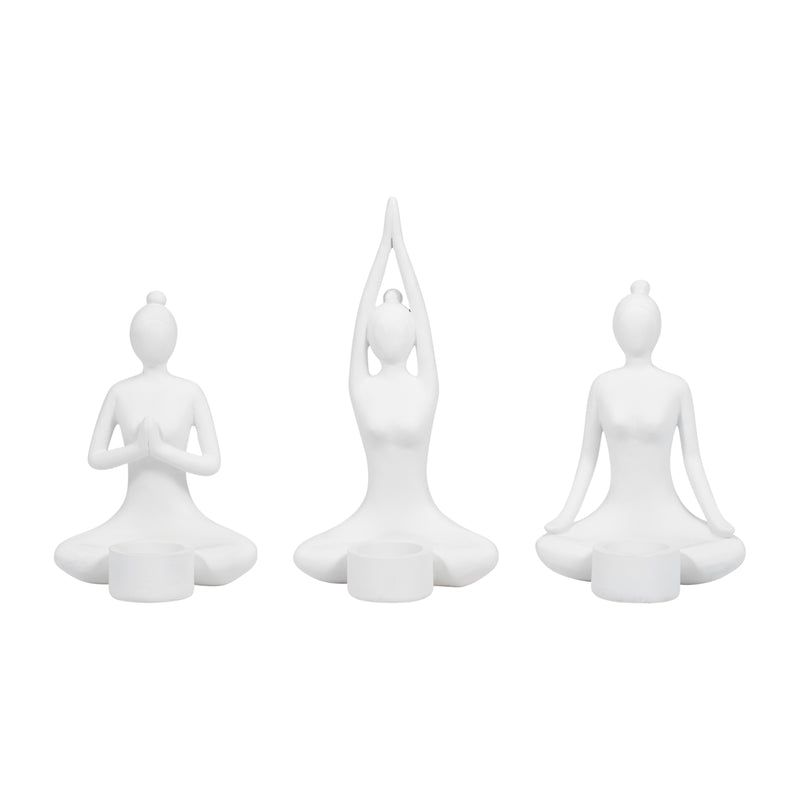 S/3 9" Resin Candle Holder,white