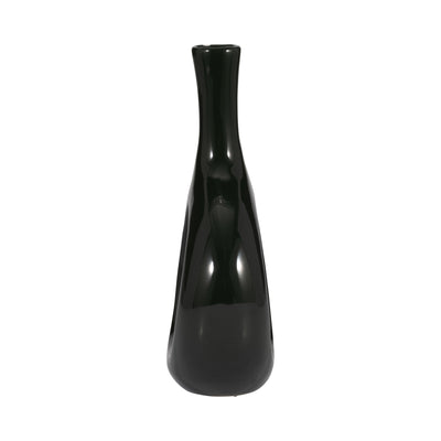 CER, 9" CURVED OPEN CUT OUT VASE, GREEN