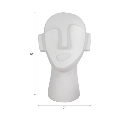 12" Looking Up Face Sculpture, White