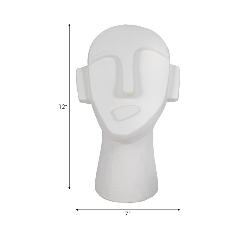 12" Looking Up Face Sculpture, White