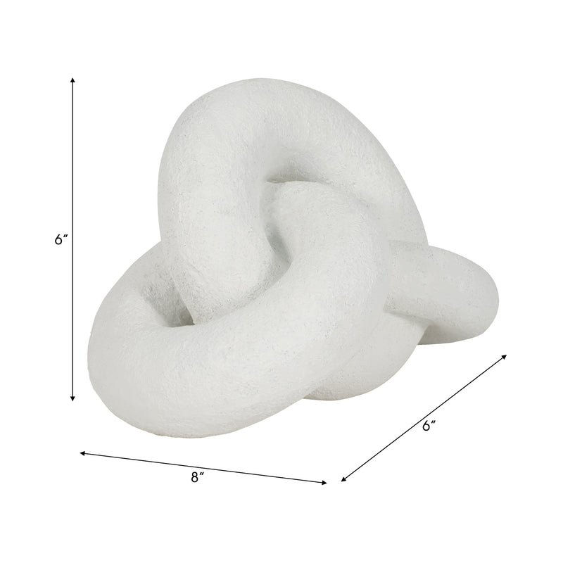 9" Resin Knot Decor Rough Finish, White