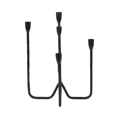 16" Forged 5-taper Candle Holder, Black