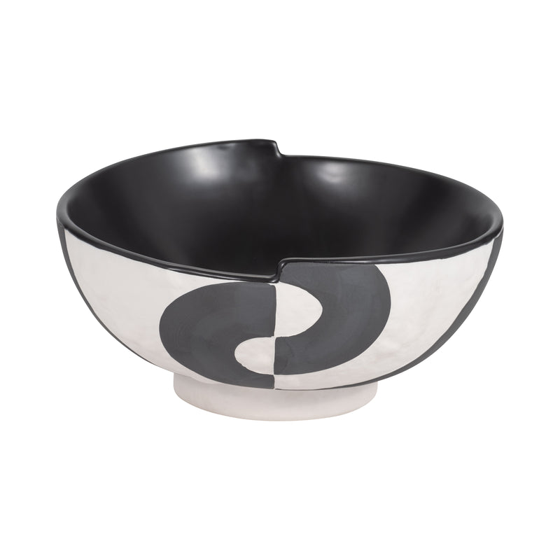 12" Contemporary Deep Bowl, Black/white