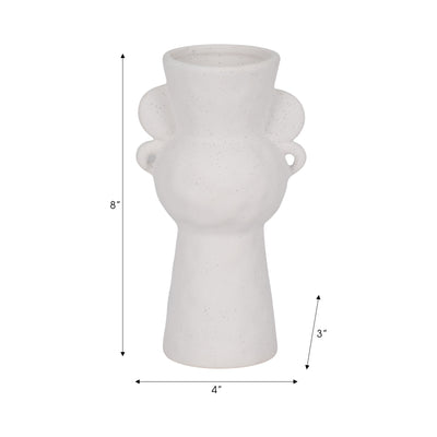 8" Rough Totem Bud Vase, White