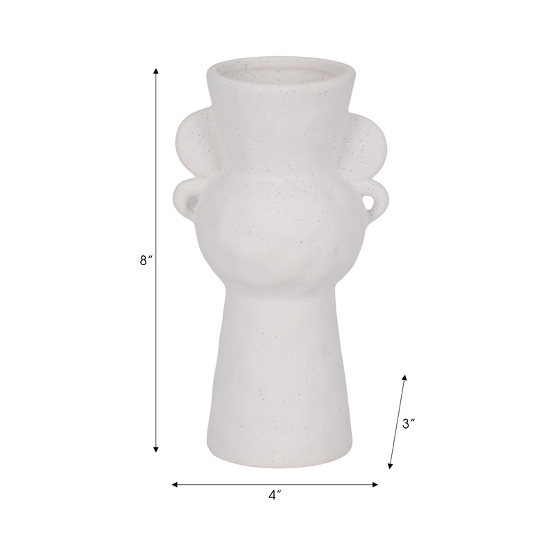 8" Rough Totem Bud Vase, White