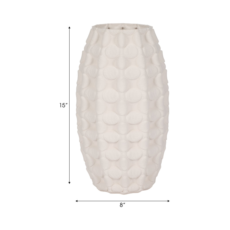 15" Alexander 3d Printed Vase, Ivory/beige