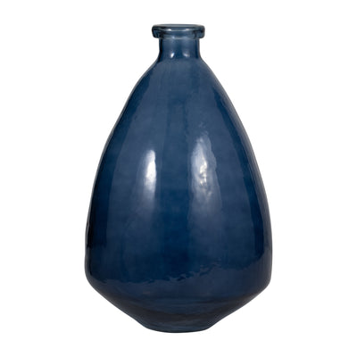 GLASS, 19" BALLOON VASE, BLUE