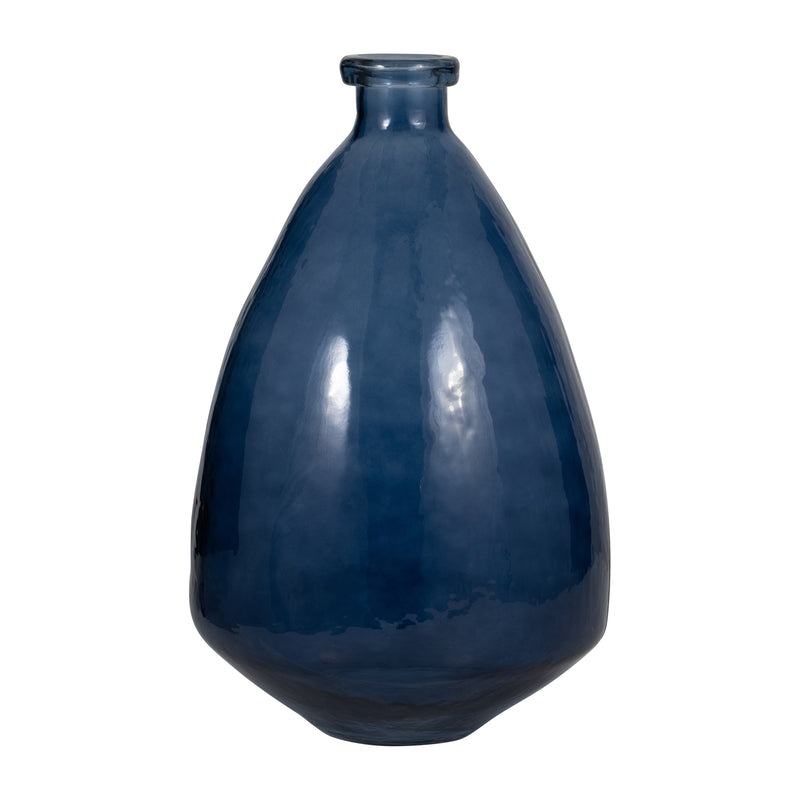 GLASS, 19" BALLOON VASE, BLUE